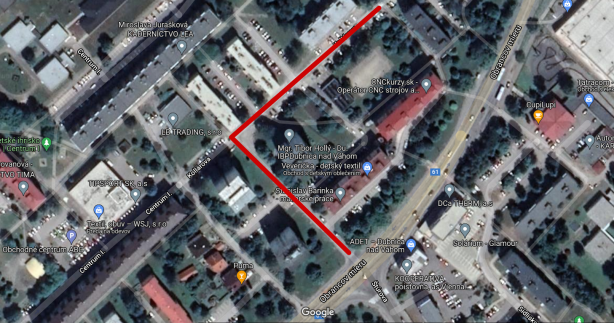 Mapa časti Kollárovej ulice, na ktorej vstúpilo do platnosti nové dopravné značenie