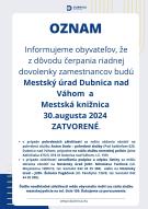 Mestský úrad a Mestská knižnica budú 30. septembra zatvorené 1