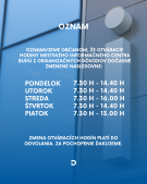 Oznam o dočasnej zmene otváracích hodín Mestského informačného centra 1