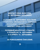 Mestský úrad, informačné centrum a knižnica budú 15. septembra zatvorené
